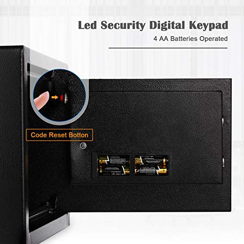 Digital Electronic Security Safe Box, Home Safe with Digital Keypad 0.57 Cubic Feet Black for Jewelry Money Cash Valuables