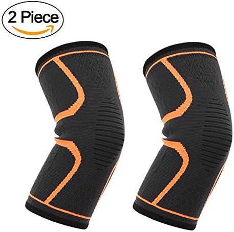 Ncppk Compression Knee Brace Support for Running Hiking Soccer Basketball Joint Pain Relief Arthritis and Injury Recovery 1 Pair (orange-black, M)