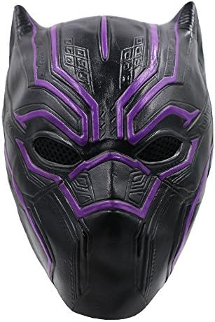 Hongzhi Craft New Black Panther Mask Erik Killmonger Infinity War Halloween Prop Latex Masks(Purple)