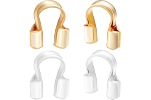 Beebeecraft 100Pcs 2 Colors Wire Guardian 14k Gold & 925 Sterling Silver Plated U-Shaped Wire Guard Loops Thread Protector fo