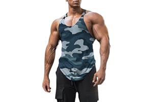 ESOBO Men's Cotton Workout Tank Tops Dry Fit Gym Bodybuilding Training Fitness Sleeveless Muscle T Shirts