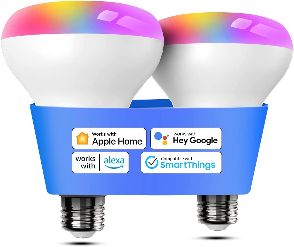 Photo 1 of Meross Smart Light Bulb, BR30 Flood WiFi LED Bulbs Compatible with Apple HomeKit, Alexa, Google Assistant & SmartThings, Dimmable E26 Multicolor 2700K-6500K RGBCW, 1300 Lumens 100W Equivalent, 2 Pack