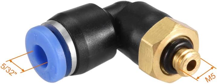 sourcing map Push to Connect Tube Fitting Male Elbow 4mm Tube OD x M5 Thread Pneumatic Air Push Fit Lock Fitting Blue - Image 3