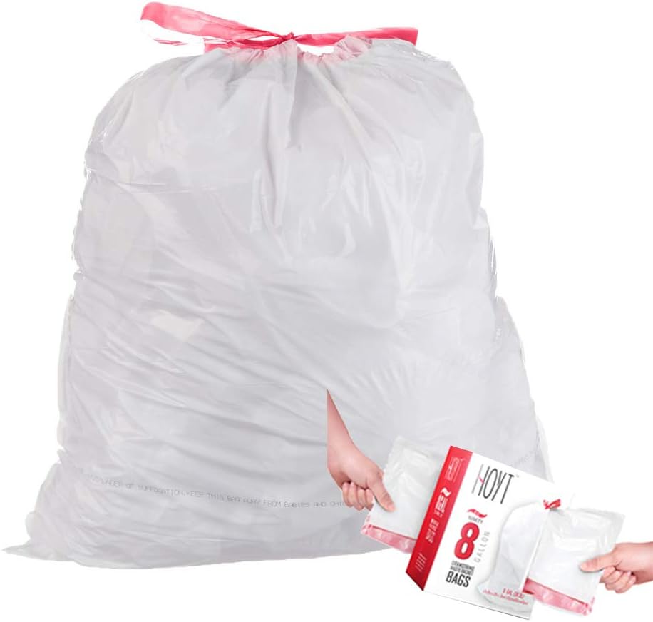 ChuckSss Kitchen Drawstring Trash Bags, 813 Gallon White Drawstring