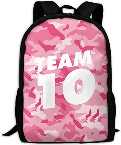 Team 10 Pink Jake Paul Fashion Backpack College School Laptop Bag Daypack Travel Shoulder Bag For Unisex White