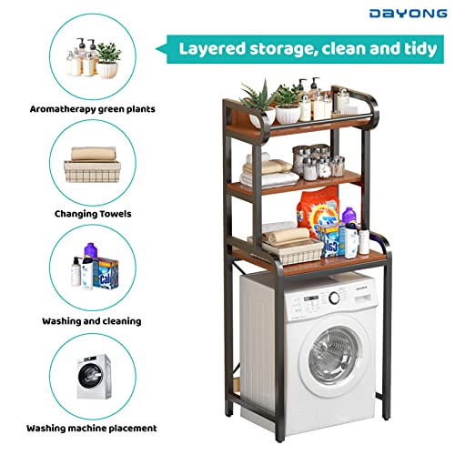 DAYONG Over Washing Machine Storage Rack, 3-Tier Laundry Organiser with Shelves, Bathroom Room Shelf, Shelving Units Clothes Dryers Shelf for Laundry Room, Balcony, Bathroom (Black)