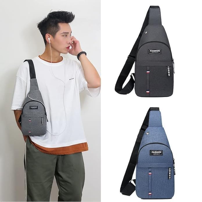 Careflection Casual Sling Backpack, Grey Crossbody Chest Bag, Lightweight Tactical Messenger Bag for Men Women, Outdoor Hiking Cycling Daypack Multicolor 3