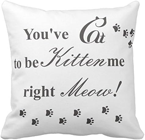 Kissenday 18x18 Inch You've Cat to be Kitten Me Right Meow Cotton Polyester Decorative Home Decor Sofa Couch Desk Chair Bedroom Car Humorous Quote Saying Love Funny Perfect Square Throw Pillow Case
