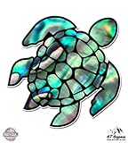 Sea Turtle Pearl Blue Green - Vinyl Sticker Waterproof Decal