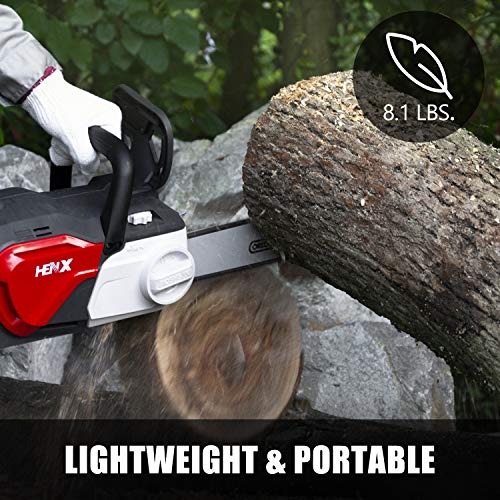 HENX 40V 16 Inch Cordless Chainsaw with Toolless Chain Tension System