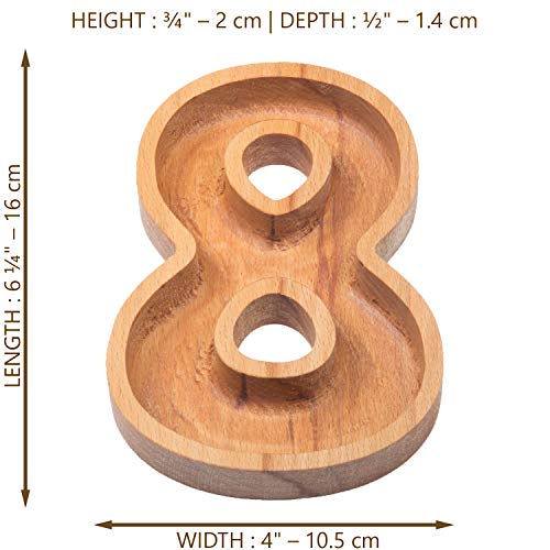 Wooden Number 8 Candy Dish, Monogram Nut Bowl, Snack, Cookie, Cracker Serving Plate, Decorative Display, Home Accessory, Unique Gift Idea, for Date, Baby Shower, Birthday Party, Small Size