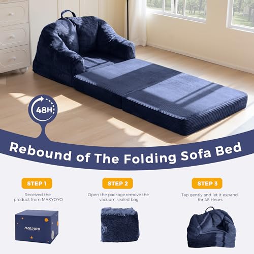 MAXYOYO Folding Sofa Bed with Backrest, Folding Bed without Structure with Handle, 2 in 1 Convertible Pouffe to Floor Sofa, Comfortable Folding Sofa for Bedroom and Living Room