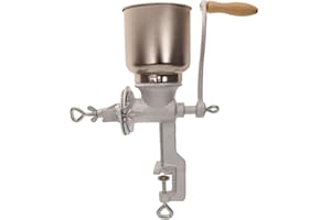 GUANGSHUOHUI Hand Crank Grain Mill, Hand Cranking Operation Grain Grinder Table Clamp Manual Corn Grain Grinder Cast Iron Mill Grinder for Grinding Nut Spice Wheat Coffee Home Kitchen Commercial Use,Silver