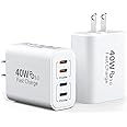 40W USB C Charging Block, 4 USB C Ports, Type C Wall Plug Fast Charger Cube, Power Adapter Box for iPhone 16, 15, 14, 13, 12, 11, Galaxy Phones, Watch, Tablet, Smartphones - 2Pack