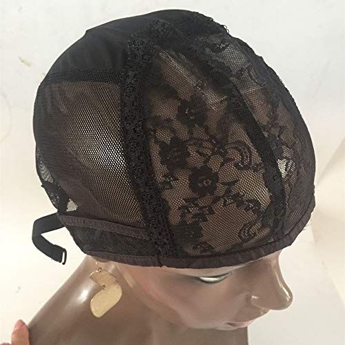 Female Star Hair Black Wig Caps for Making Wigs Stretch Lace Weaving Cap Adjustable Straps