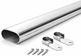 MKGT Oval Steel Wardrobe Rail 30x15mm Chrome 1100mm Heavy Duty view 1