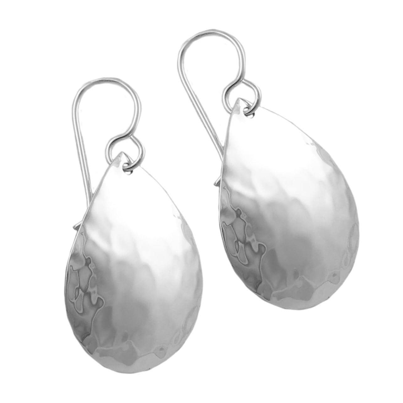 Hammered Pear Drop 925 Sterling Silver Earrings