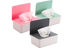 NOVWANG 3 Pack Baby Wipes Dispenser Wipes Holder with Lids, Keep Wipes Fresh, Refillable Wipes Container with Sealing Design, Bathroom Tissues Wipes Case Box