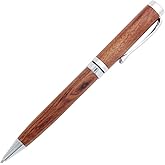 Gullor Handcrafted Rosewood Retractable Ballpoint Pen, Natural Wood Pen, Silver Clip
