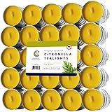 100 Citronella Oil Wax Tealight Candles Bulk - Mosquito Repellent - Deet Free - Yellow - Outdoor Indoor - Summer Candles - Made in USA