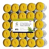100 Citronella Oil Wax Tealight Candles Bulk - Mosquito Repellent - Deet Free - Yellow - Outdoor Indoor - Summer Candles - Made in USA