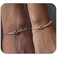 ANGLEQUEEN 2 Pcs Matching Couple Bracelets for Men Women Permanent Bracelet Touch Bracelets for Couples Pinky Promise Friendship Bracelets Matching Bracelets for Couples Valentine's Day Gifts