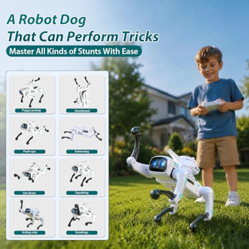 Robot Dog Toys for Kids, Remote Control & App Controls with USB C Charing | Programming Function, Singing Dancing Interactive Pet with Stories, Rechargeable RC Robotic Dog Gifts for Boys Girls Age 3-12