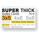100 SUPER THICK 3x5, 17pt, blank, heavyweight index cards, note cards, postcards, flash cards