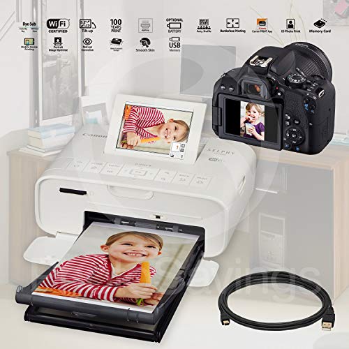 Canon SELPHY CP1300 Compact Photo Printer (White) with WiFi & 2X Canon