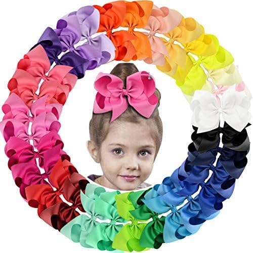 30Pack 6in Grosgrain Ribbon Hair Bows Baby Girl's Clips Large Big Hair Bows Clips For Baby Girls Teens Toddlers