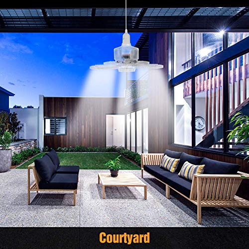 1 Pack LED Garage Light, ISKYDRAW 100W E26 Deformable LED Garage Ceiling Lights, 10000LM Garage Lighting with 5 Adjustable Panels,LED Shop Lights for Garage, Warehouse, Workshop, Basement, Barn