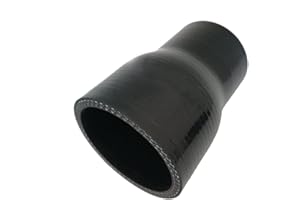 AotoKoop ID 1.5" to 2" (38mm to 51mm)) Straight Reducer Silicone Coupler, Length 3" (76mm), 4-Ply Reinforced Wall Thickness 0.2 (5mm), Black