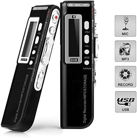 Voice Recorder, Digital Voice Recorder, 8GB Portable Audio Sound Recorder Dictaphone, Voice Activated Recorder with MP3 Player for Lecture, Interview, Class, Speech, Podcast Recording, Group Talking