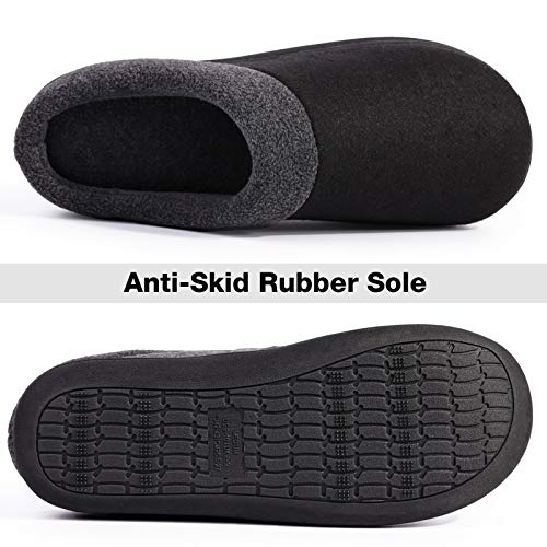 homeideas men's woolen fabric memory foam house slippers