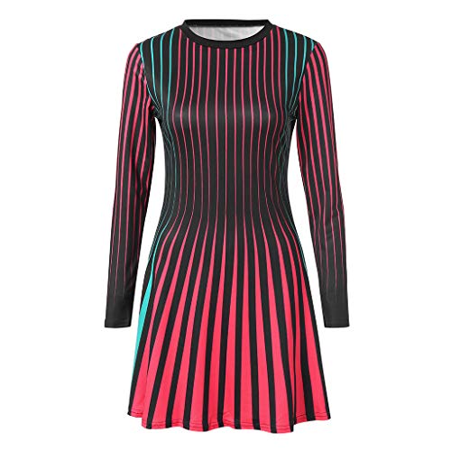 2 Alangbudu+Crewneck+Colorblock+Striped+Bodycon