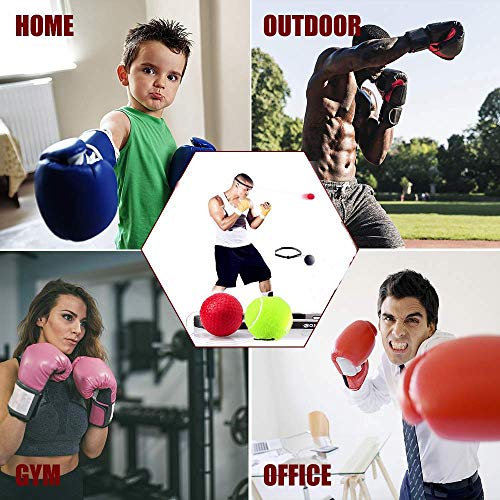 PYJR Boxing Reflex Ball, Boxing Training, 3 Training Speed Levels, Perfect Improving Speed Reactions, Agility, Punching Speed Hand Eye Coordination.3 Balls. - Thumbnail 6