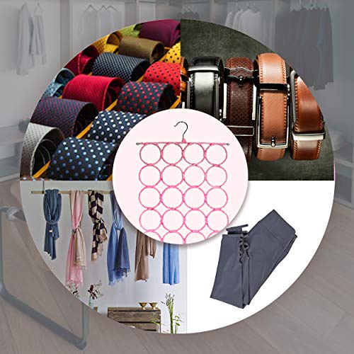 Scarf Hanger, Multiple Purpose Holder for Closet, Clutter Removing Hanger for Scarves, Shawl, Belts & Accessories (Blush Pink/Rose) - Thumbnail 2