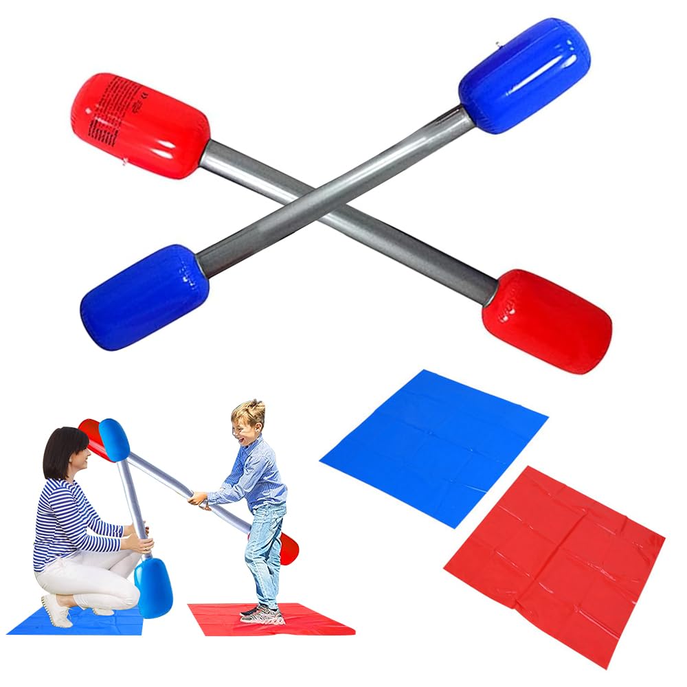 Nzkeuf Inflatable Gladiator Game Set, 2Pcs Gladiators Pugil Sticks, Gladiator Battle Duel Set, Inflatable Games for Kids Adults Party Beach Outdoor Games Water Playground