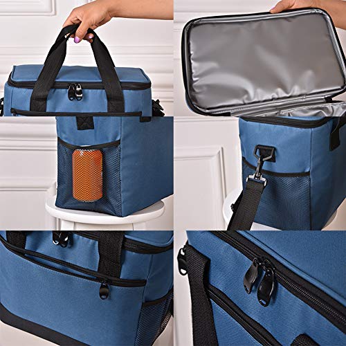 Wingbind Large Family Cool Bags Insulated Waterproof Food Carrying Cooler Bag Portable Shoulder Strap Drinks Carrier BBQ Camping Picnic,Blue 17L