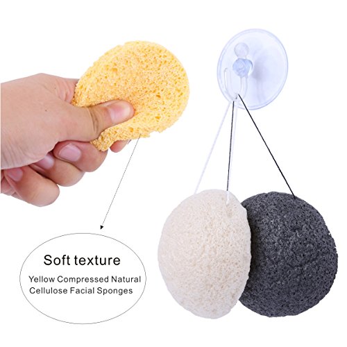 KonjacÂ SpongesÂ NaturalÂ ActivatedÂ BambooÂ CharcoalÂ MakeupÂ CelluloseÂ SpongeÂ ForÂ FaceÂ CleansingÂ ExfoliatingÂ SensitiveÂ SkinÂ RemoverÂ withÂ SiliconeÂ SpongesÂ GiftÂ SetÂ (4pcsÂ Pack)