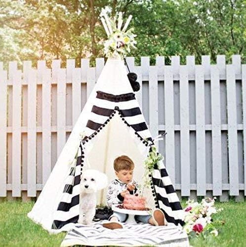 Monochrome kids play tent, Children play tent, Kids teepee, black and white tipi with 5 poles