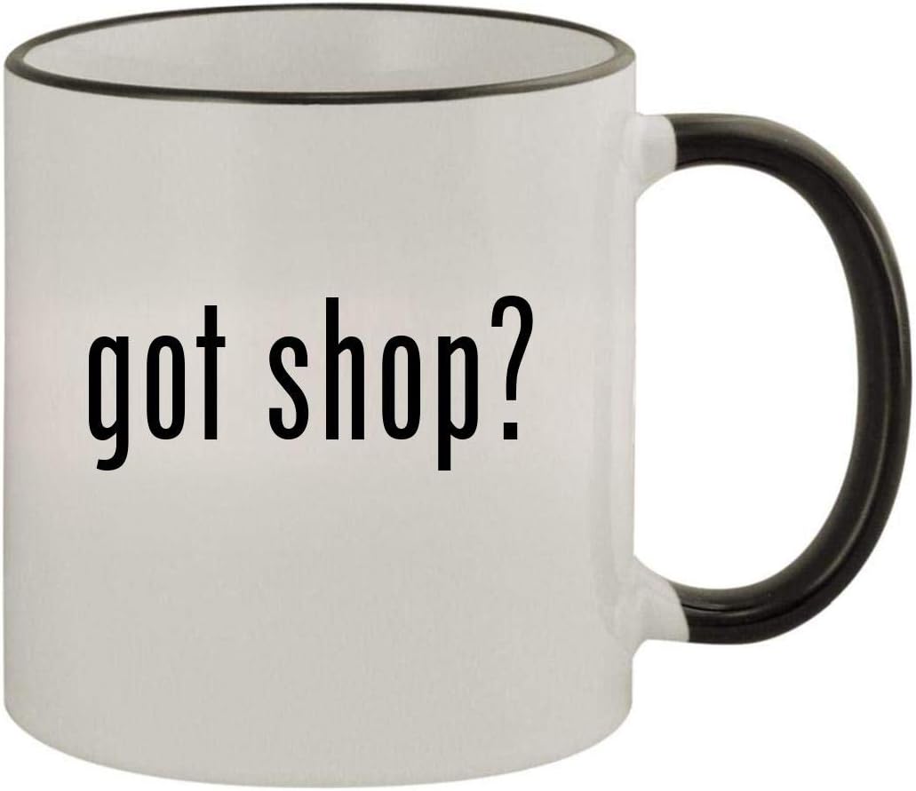 got shop? - 11oz Ceramic Colored Rim & Handle Coffee Mug, Black