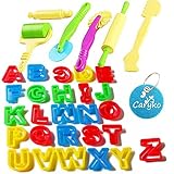 Caryko Set of 32 PCS Smart Dough Tools Kit with Models and Molds , Alphabet
