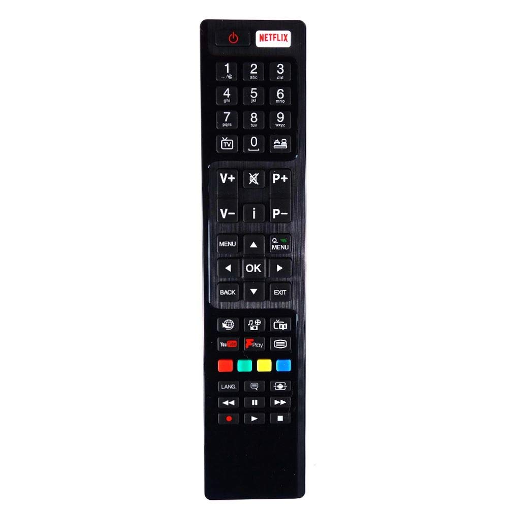 Onlineaudioelectrical Replacement Remote Control Compatible for Techwood RC4848F TV with Netflix Button