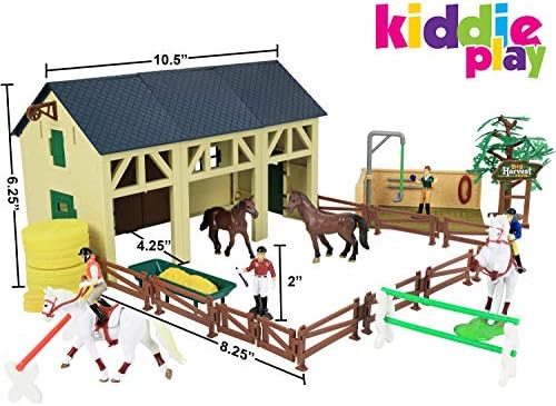 Kiddie Play Farm Toys Horse Stable Playset With Barn And Horses