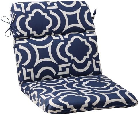 Amazon Com 40 5 Geometric Navy Blue Sky Outdoor Rounded Chair Cushion With Ties Patio Furniture Cushions Garden Outdoor