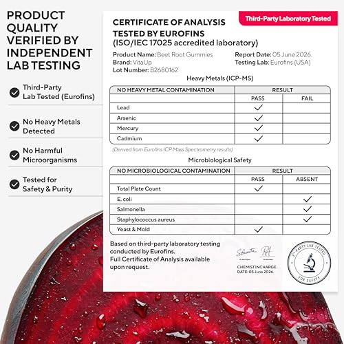 VitaUp Beet Root Gummies – Beetroot Gummies with CoQ10, Grape Seed, Vitamin C, B12 & B3 – Beets Gummies for Circulation Support – Beet Supplement for Energy & Immune Support – 60 Beets Chews