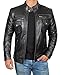 Decrum Motorcycle Jackets for Men - Black Slim Fit Biker Leather Jacket Mens