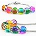 RUBYCA Mix Rainbow Gradient Murano Glass Beads European Charm Bracelet Spacer DIY Silver Color 50pcs
