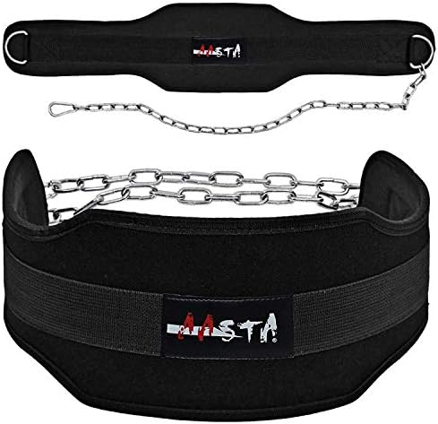 Aasta Dipping Belt Body Building Weight Lifting Dip Chain Exercise Gym Training Neoprene Black